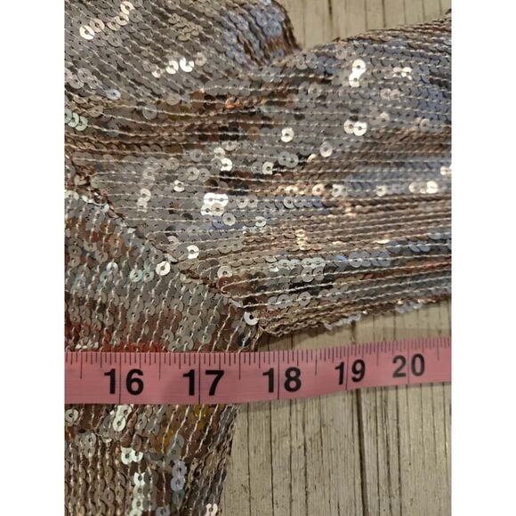 Free People Sophie Sequin Mini Dress Gold Long Sleeve Party Size XS - Picture 15 of 15